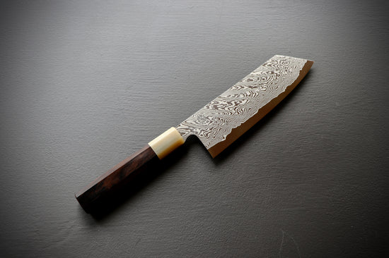 Sakai Kikumori Minamo ATS Damascus Kiritsuke Santoku 180mm