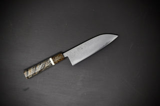 Hatsukokoro Blue2 Steel Migaki Damascus Santoku 165mm