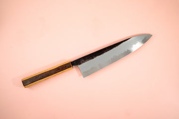 HADO Sumi Blue#1 Damascus Gyuto 240mm W/Cherry Bark Handle - Thecooksedges