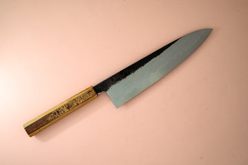 HADO Sumi Blue#1 Damascus Gyuto 240mm W/Cherry Bark Handle (SCRATCH & DENT) - Thecooksedges