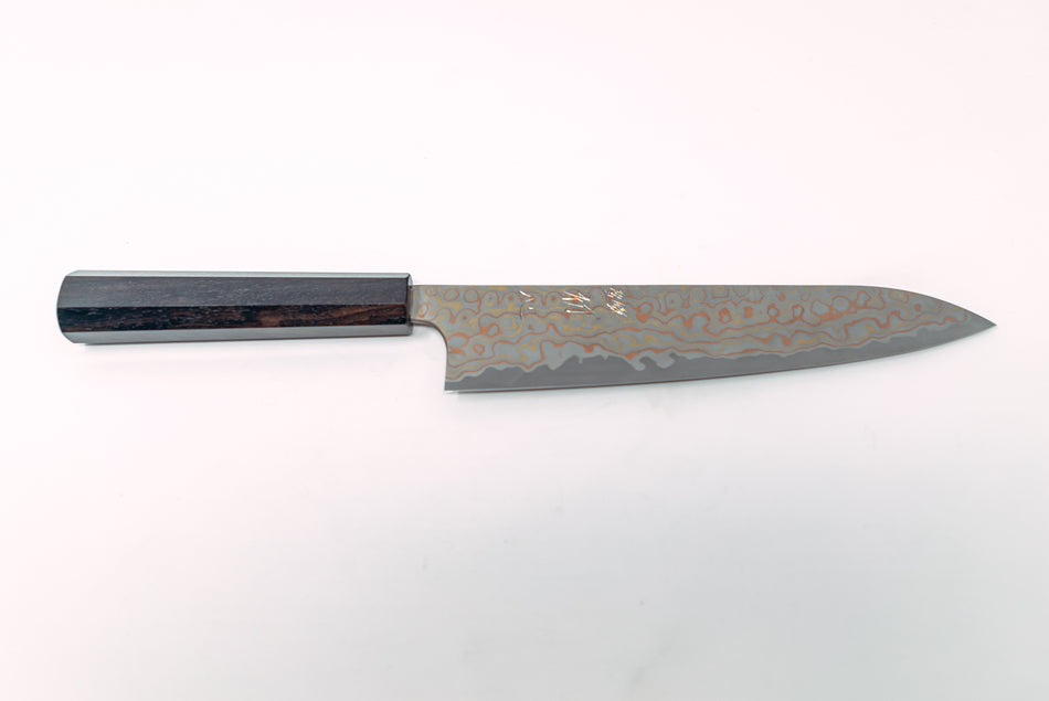 Hatsukokoro Irodori Blue#2 Rainbow Damascus 240mm - Thecooksedges