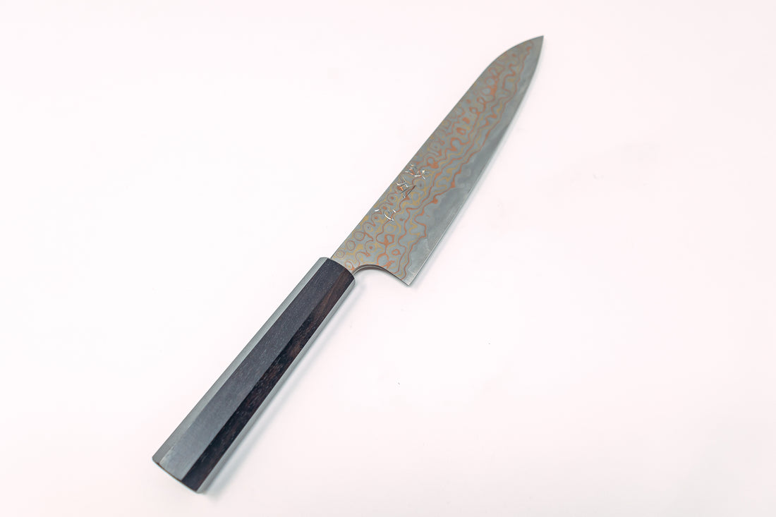 Hatsukokoro Irodori Blue#2 Rainbow Damascus 240mm - Thecooksedges