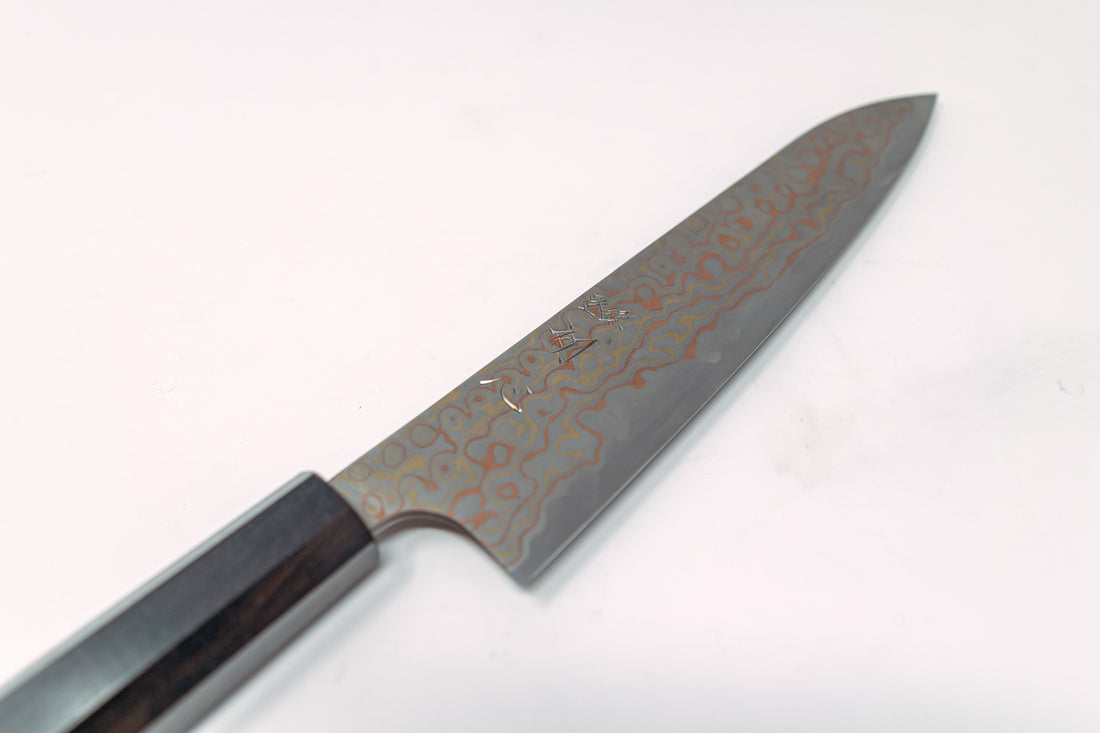 Hatsukokoro Irodori Blue#2 Rainbow Damascus 240mm - Thecooksedges