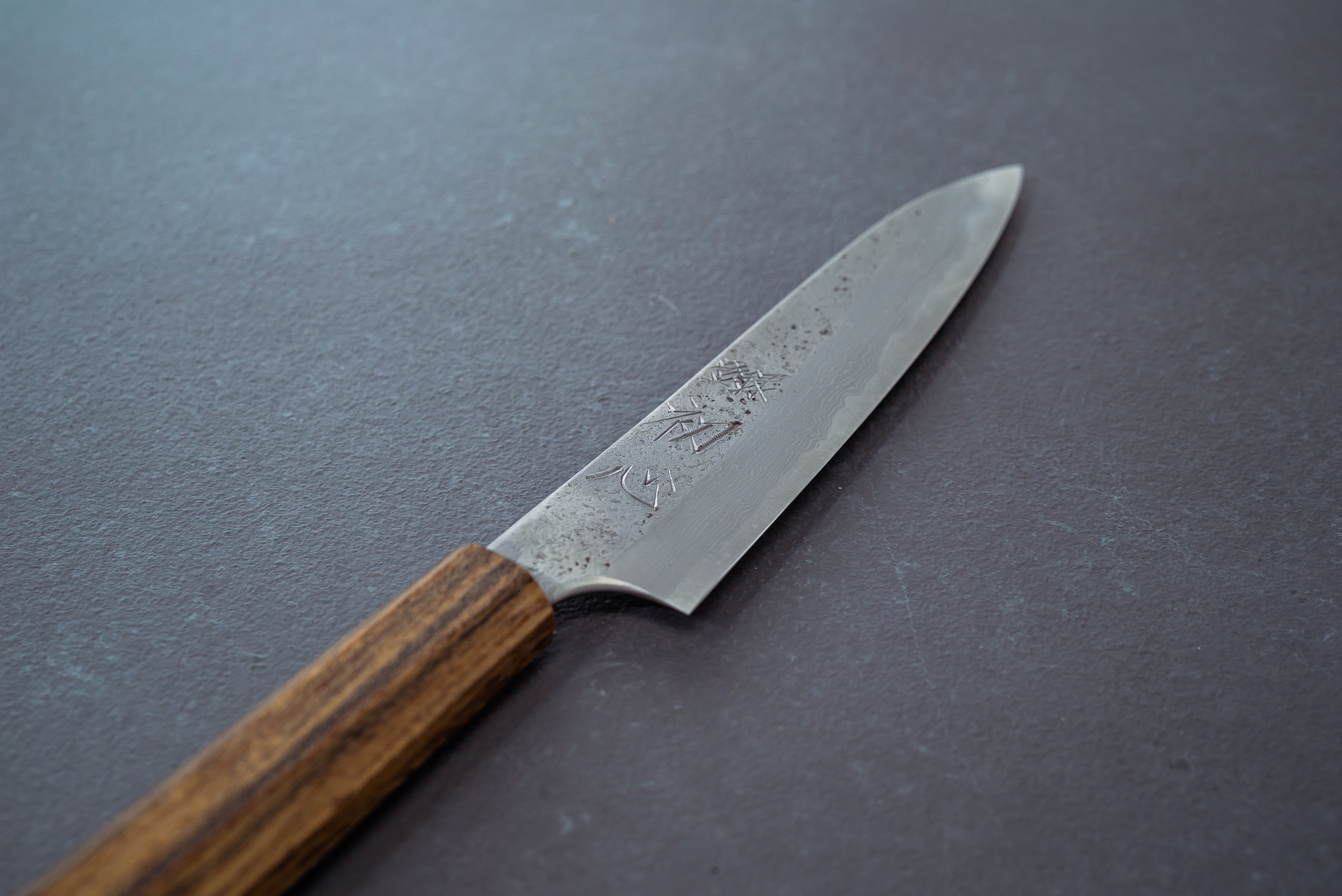 Hatsukokoro Blue#2 Nashiji Damascus petty 150mm - Thecooksedges