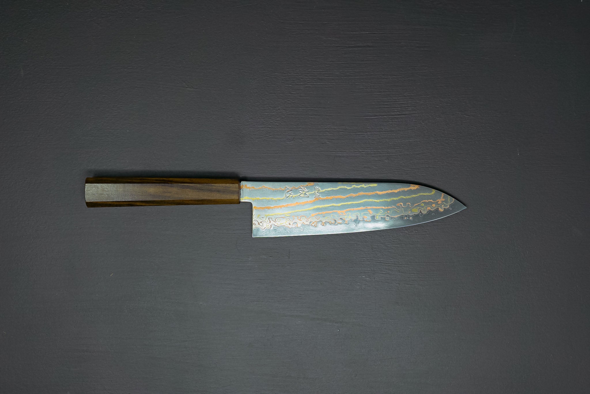 Hayabusa Blue2 Rainbow Damascus Santoku 180mm