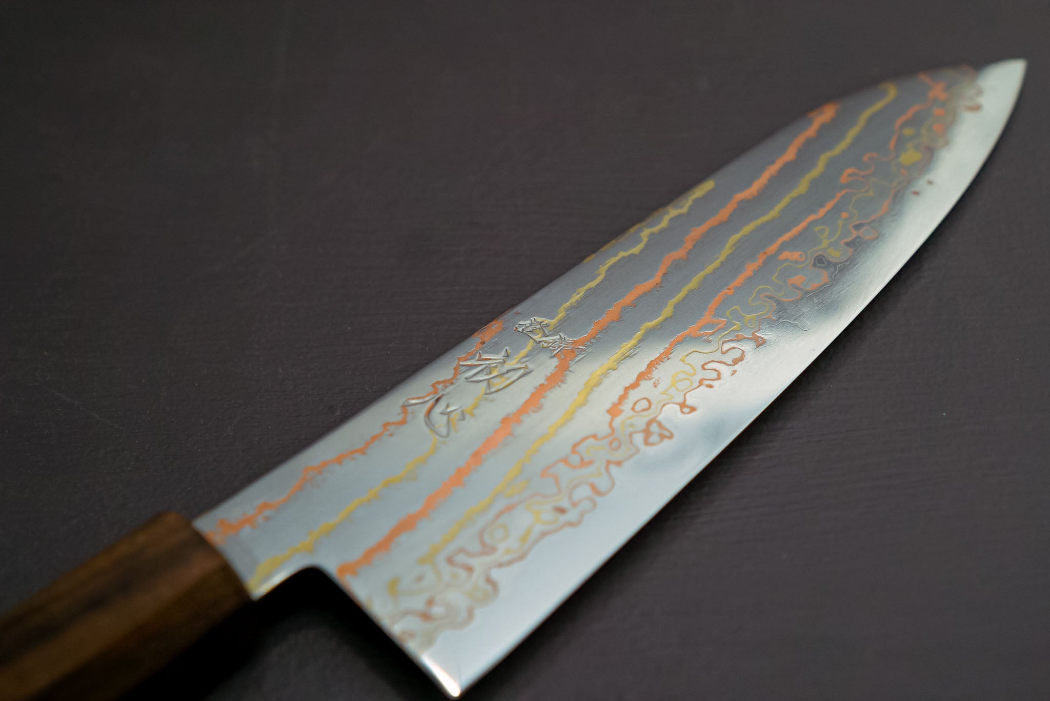 Hayabusa Blue2 Rainbow Damascus Santoku 180mm