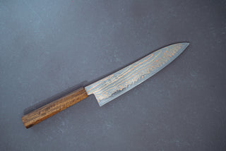 Hayabusa Blue2 Rainbow Damascus Gyuto 210mm - Thecooksedges