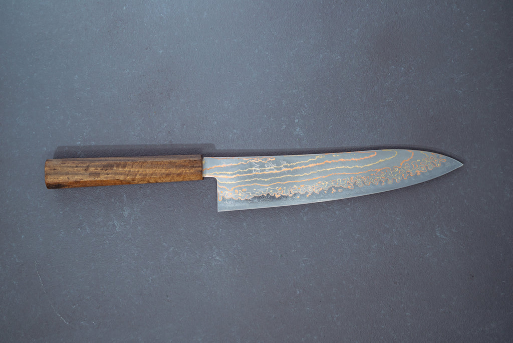 Hayabusa Blue2 Rainbow Damascus Gyuto 210mm - Thecooksedges