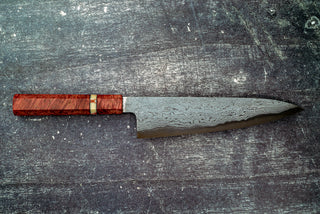 Hatsukokoro Komorebi Damascus Blue#1 Gyuto 210mm w/ Maple Burl Handle