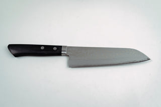 Masutani VG10 Damascus Santoku 170mm Black Handle - Thecooksedges