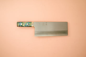 Nakagawa Silver3 Chinese Cleaver Abalone Handle - Thecooksedges