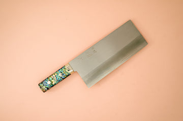 Nakagawa Silver3 Chinese Cleaver Abalone Handle - Thecooksedges