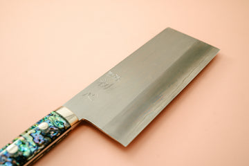 Nakagawa Silver3 Chinese Cleaver Abalone Handle - Thecooksedges