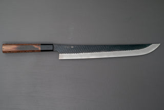 Nigara Hamono SG2 Kurouchi Tsuchime Sakimaru Sujihiki 300mm - Thecooksedges