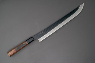 Nigara Hamono SG2 Kurouchi Tsuchime Sakimaru Sujihiki 300mm - Thecooksedges