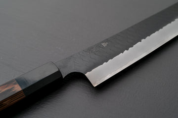 Nigara Hamono SG2 Kurouchi Tsuchime Sakimaru Sujihiki 300mm - Thecooksedges