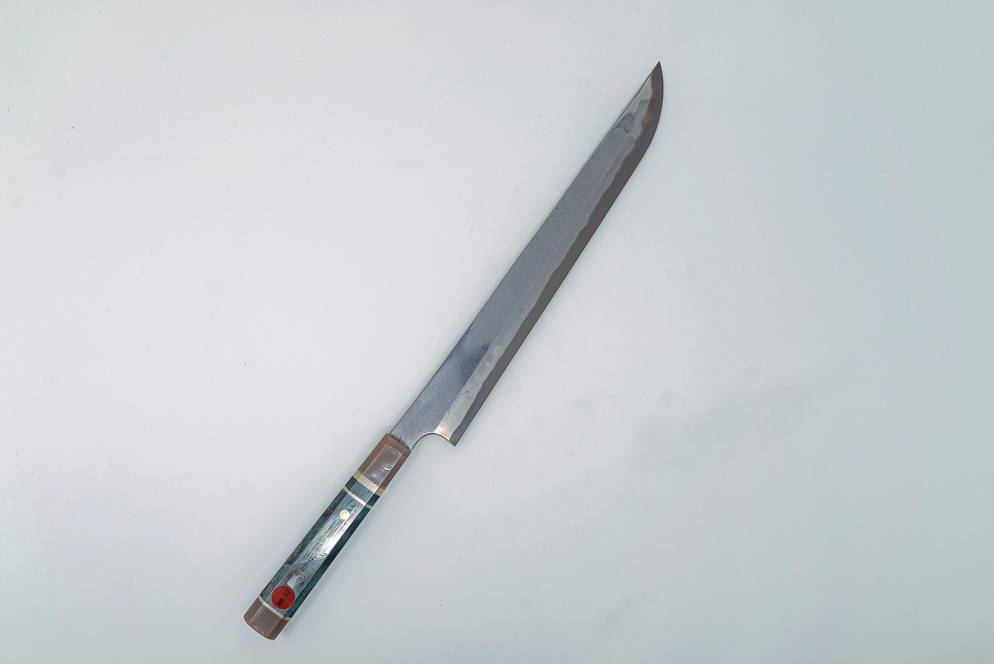 Nigara Hamono Blue2 Twisted Damascus Sakimaru Yanagiba 300mm - Thecooksedges