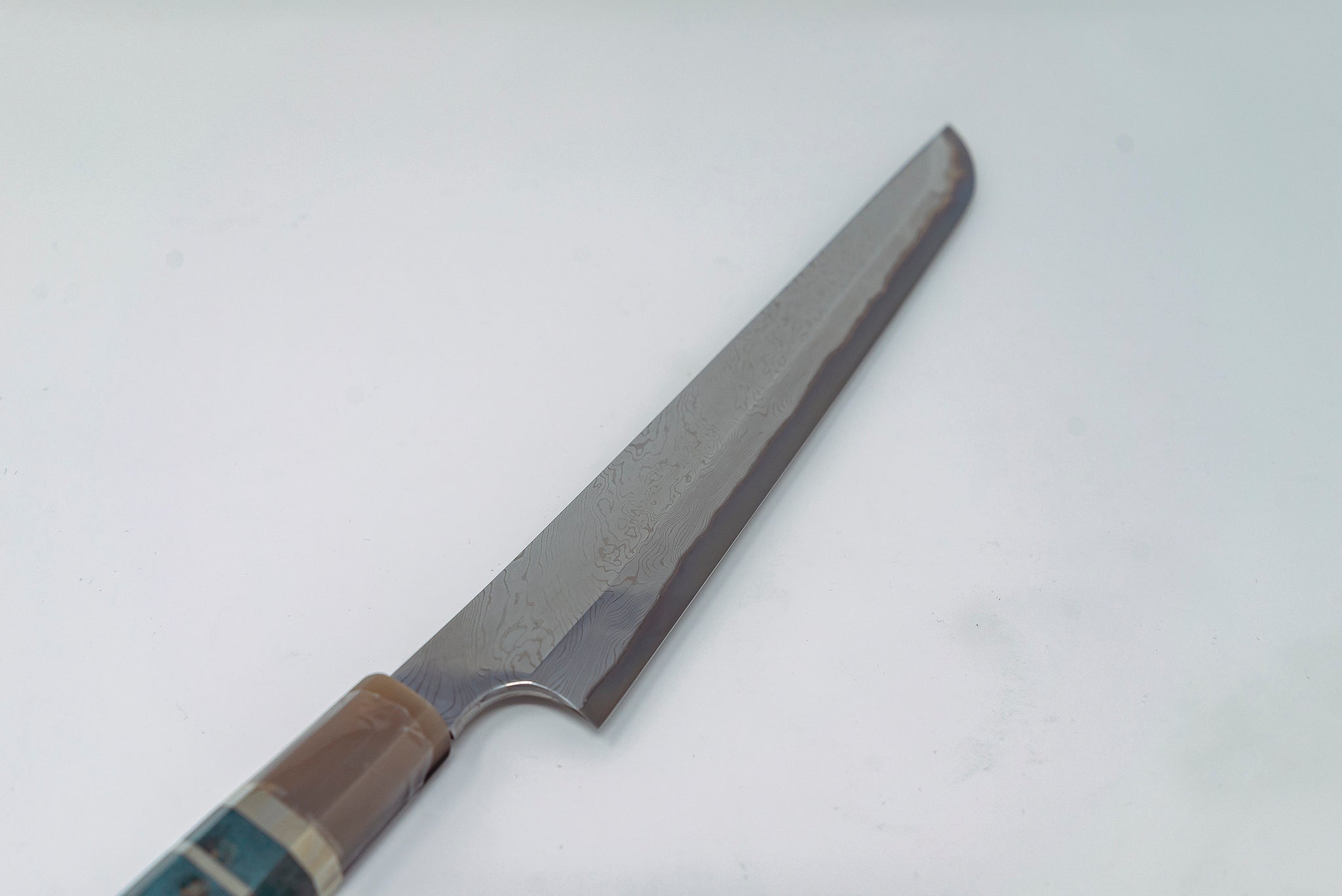 Nigara Hamono Blue2 Twisted Damascus Sakimaru Yanagiba 300mm - Thecooksedges
