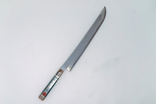 Nigara Hamono Blue2 Twisted Damascus Sakimaru Yanagiba 330mm - Thecooksedges