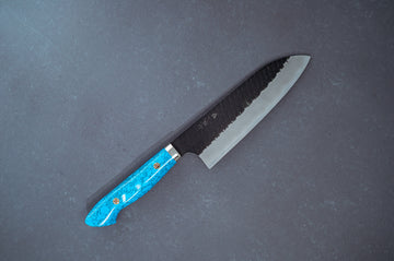 Nigara Hamono Kurouchi SG2 Tsuchime Santoku 180mm - Thecooksedges