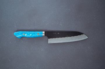 Nigara Hamono Kurouchi SG2 Tsuchime Santoku 180mm - Thecooksedges