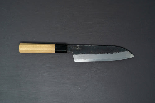Sakai Kikumori Kikuzuki Kuro Santoku 180mm - Thecooksedges