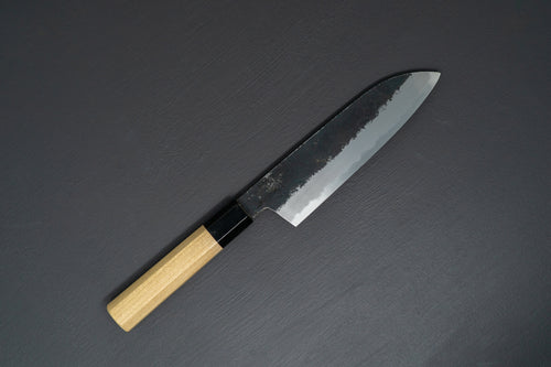 Sakai Kikumori Kikuzuki Kuro Santoku 180mm - Thecooksedges
