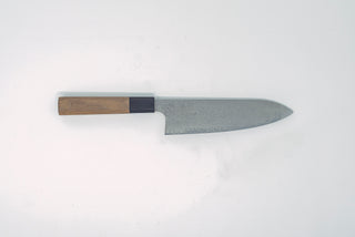 Hatsukokoro Ginyo Silver 3 Damascus Santoku 180mm - Thecooksedges