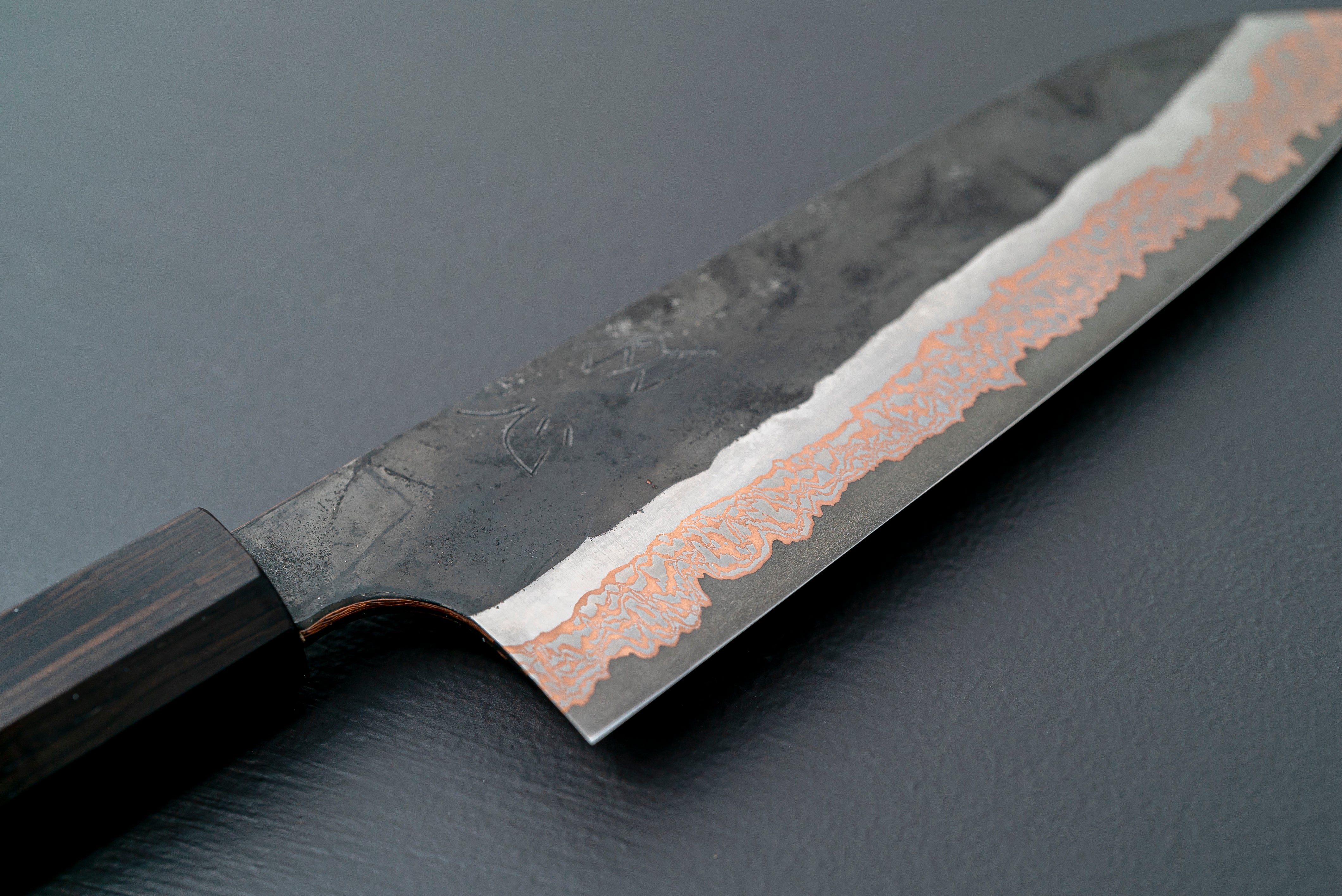 Hatsukokoro Yorokobi Kurouchi SLD Damascus Santoku 180mm - Thecooksedges