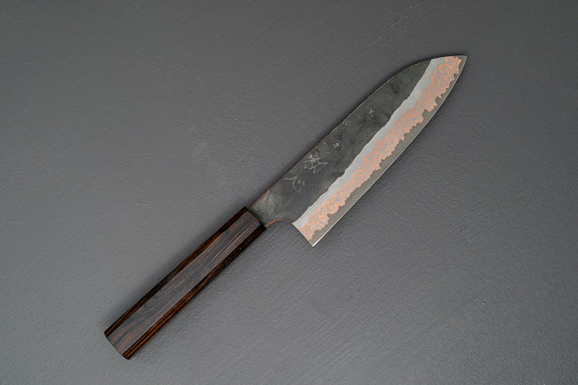 Hatsukokoro Yorokobi Kurouchi SLD Damascus Santoku 180mm - Thecooksedges