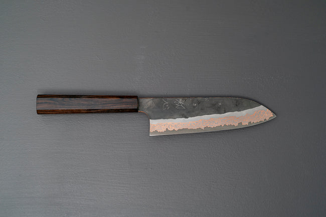 Hatsukokoro Yorokobi Kurouchi SLD Damascus Santoku 180mm - Thecooksedges