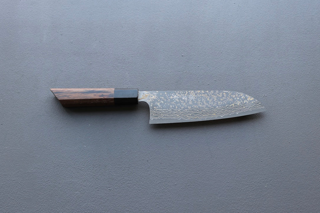 Takeshi Saji VG10 Damascus Santoku 165mm - Thecooksedges