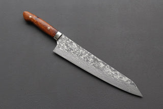 Takeshi Saji R2 Damascus Kiritsuke 270mm w/Ironwood Handle - Thecooksedges