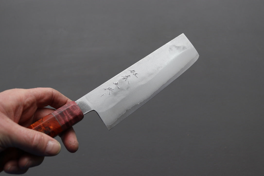 Shigeki Tanaka Nashiji Nakiri 165mm w/Custom Handle - Thecooksedges