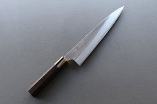 Mazaki Migaki Gyuto 240mm w/Ebony and White Buffalo Horn Handle - Thecooksedges