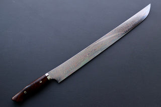 Nigara Hamono Rainbow Damascus Sakimaru Sujihiki 450mm - Thecooksedges