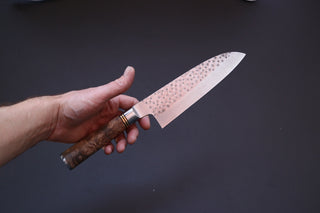 Takeshi Saji R2 Quince Handle Santoku 180mm - Thecooksedges