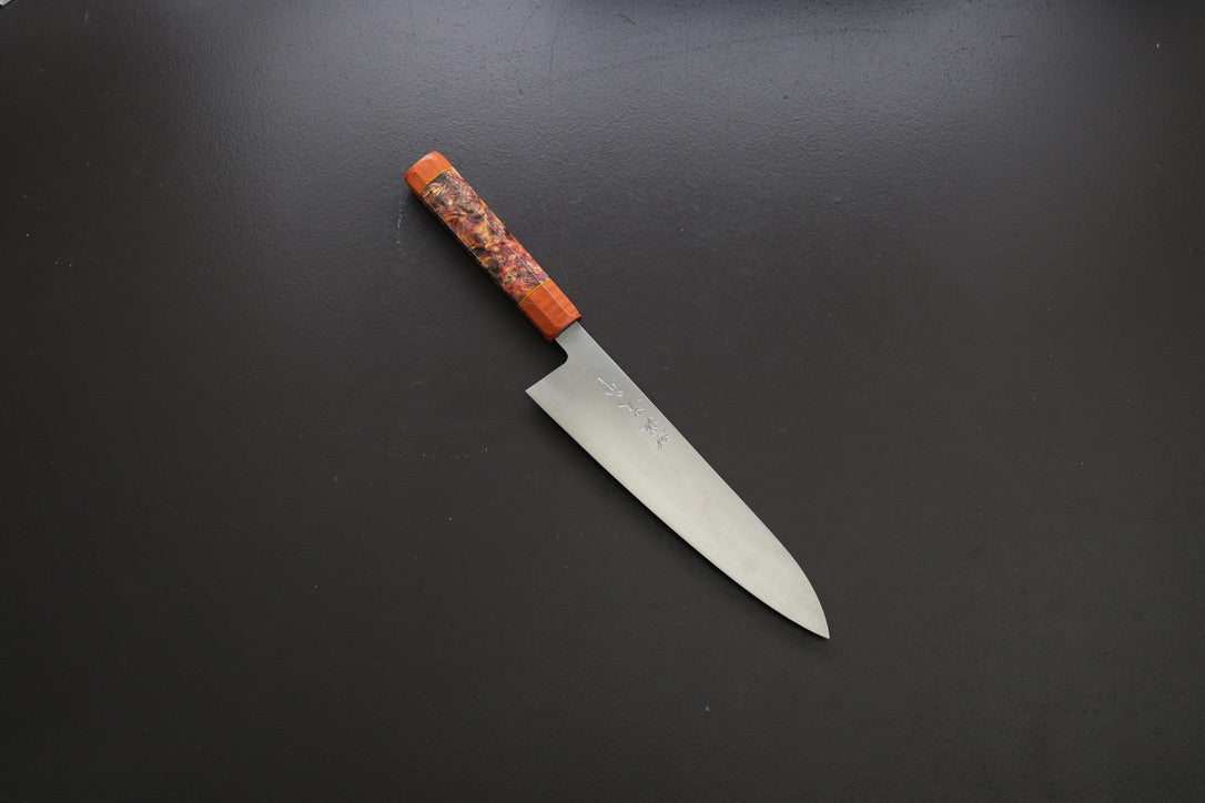 Shigeki Tanaka Migaki Aogami#2 Gyuto 210mm w/Custom Handle - Thecooksedges
