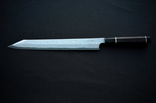 Nigara Hamono Anmon Kurozome Left Handed Kiritsuke Yanagiba 330mm - Thecooksedges
