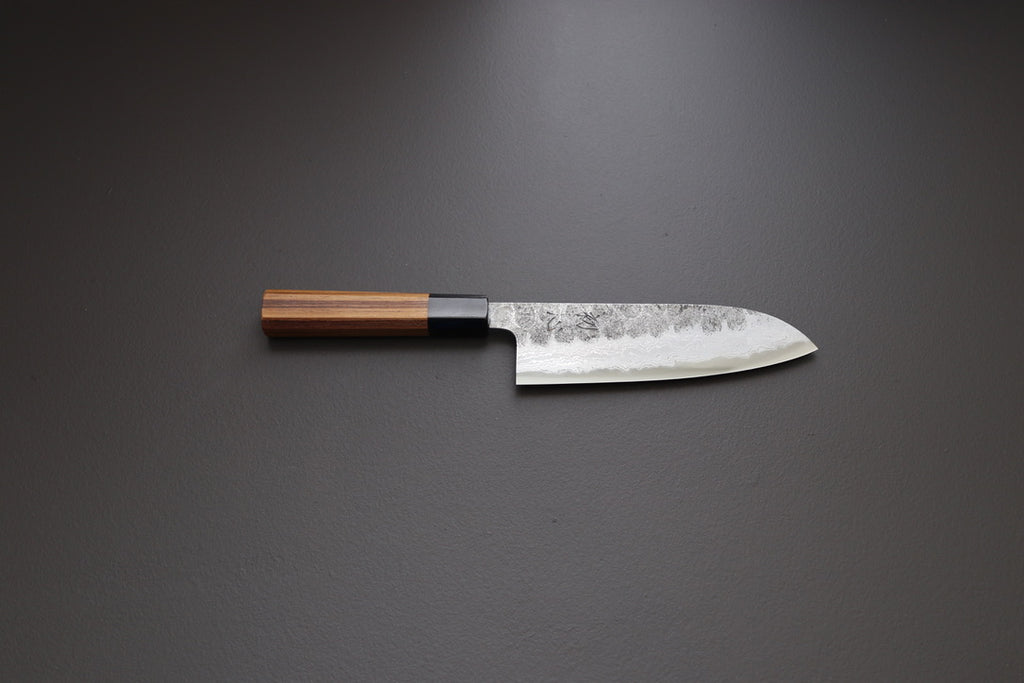 Hatsukokoro Inazuma AS Damascus Santoku 170mm - Thecooksedges