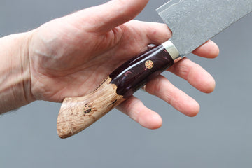 Shigeki Tanaka R2 Damascus Nakiri 170mm w/Custom Western Acrylic/Birch Handle - Thecooksedges