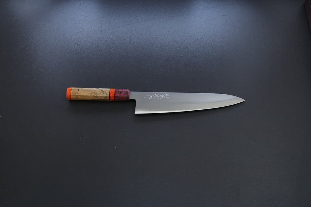 Shigeki Tanaka Migaki Aogami#2 Gyuto 240mm w/Custom Handle - Thecooksedges