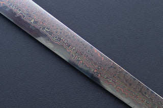 Nigara Hamono Rainbow Damascus Sakimaru Sujihiki 450mm - Thecooksedges