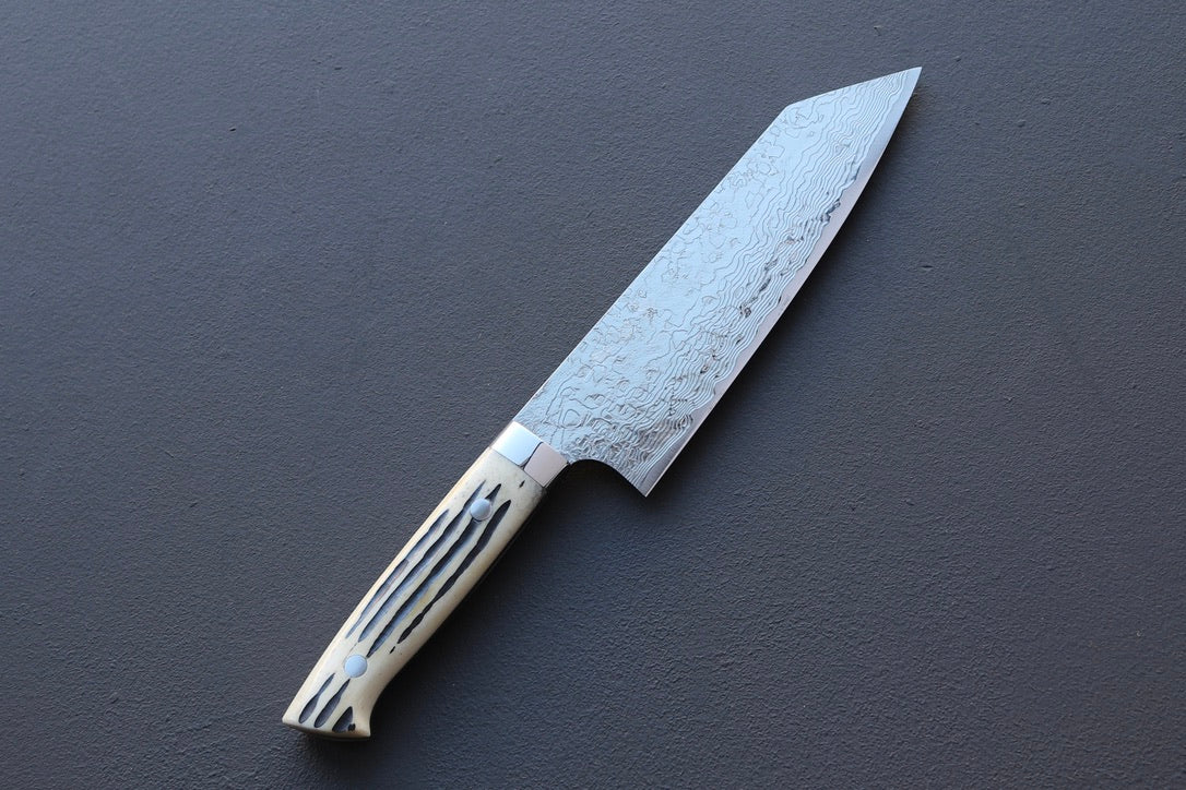 Takeshi Saji R2 Damascus Mirror Finish Bunka 180mm - Thecooksedges