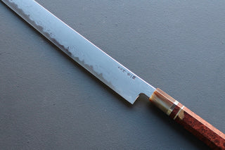 Nakagawa x Myojin Blue1 Damascus Sakimaru Sujihiki 390mm - Thecooksedges