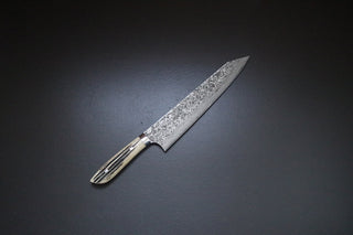 Takeshi Saji R2  Damascus Staghorn Handle Kiritsuke 270mm - Thecooksedges