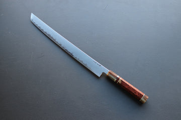Nakagawa x Myojin Blue1 Damascus Sakimaru Sujihiki 390mm - Thecooksedges