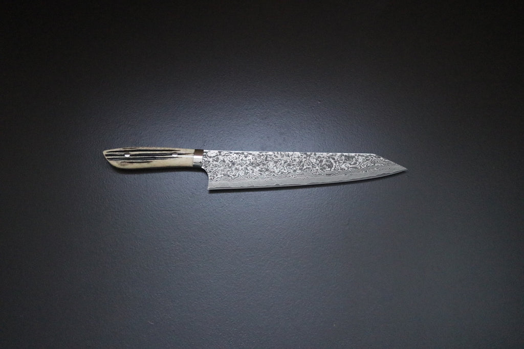 Takeshi Saji R2  Damascus Staghorn Handle Kiritsuke 270mm - Thecooksedges
