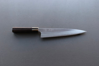 Mazaki Migaki Gyuto 240mm w/Ebony and White Buffalo Horn Handle - Thecooksedges