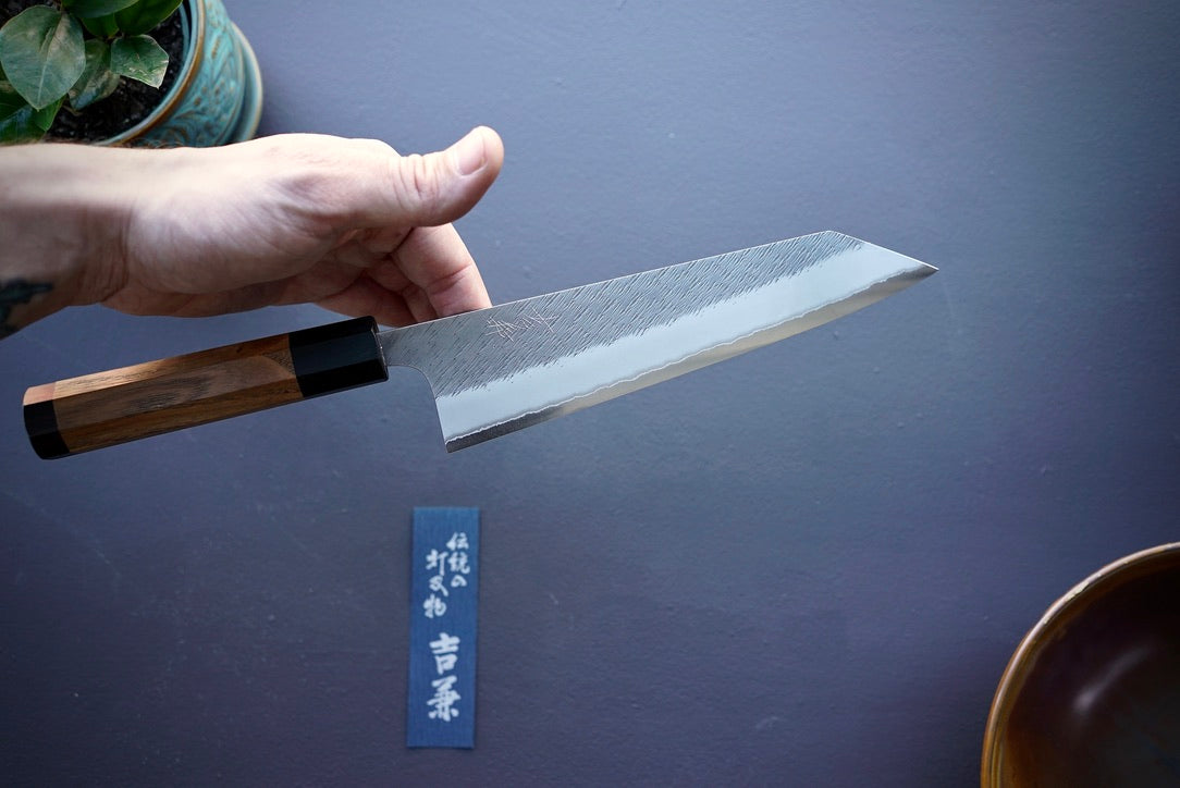 Yoshikane White #2 Kurouchi Tuschime Kiristuke Gyuto 210mm - Thecooksedges